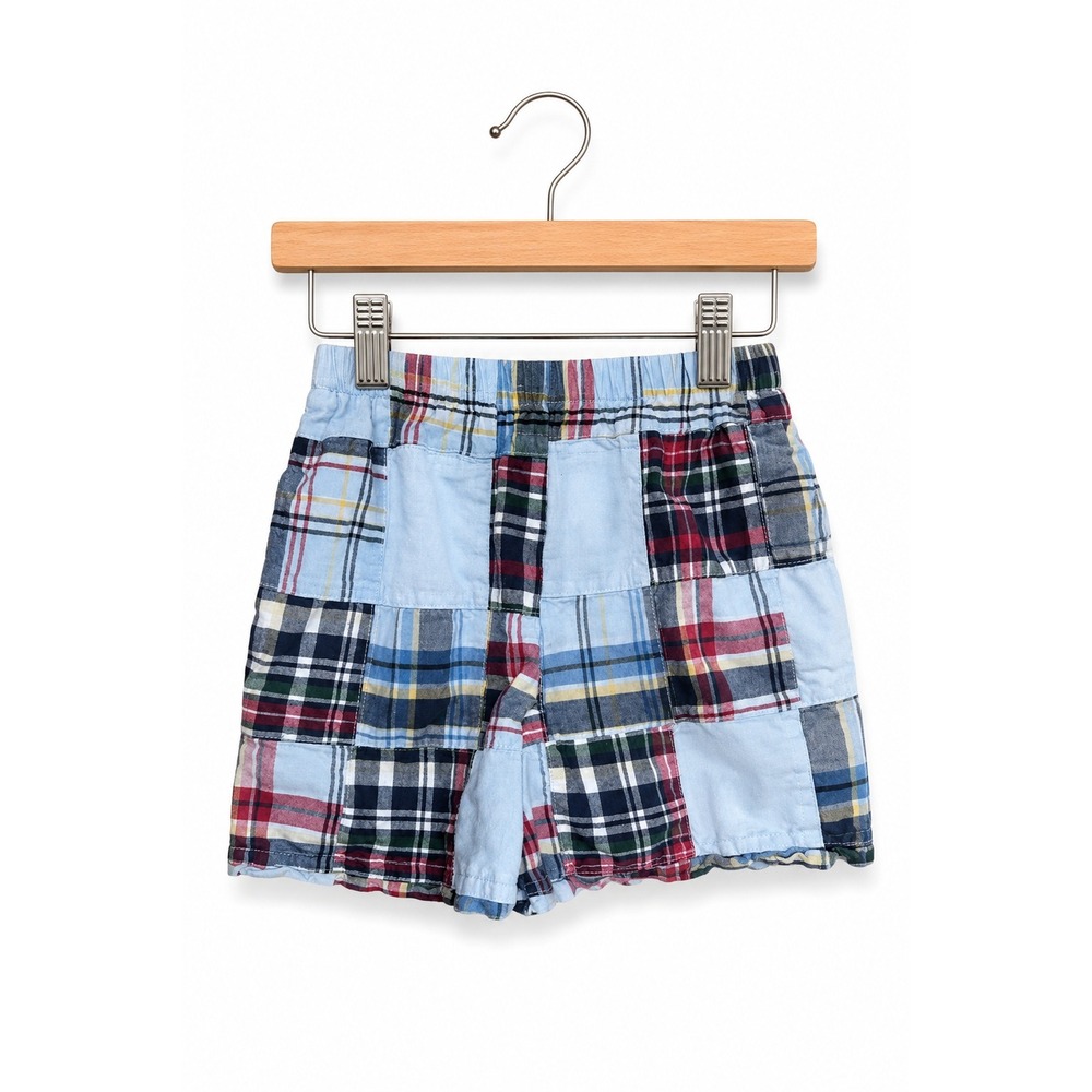 Rags Land Boys Shorts Sz 3 4 Blue Checkerboard Madras Plaid Elastic Waist Preppy